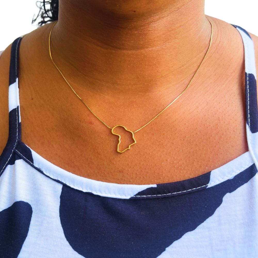 Gold Africa Map Outline Necklace – Stainless Steel | Minimalist Afrocentric Jewelry