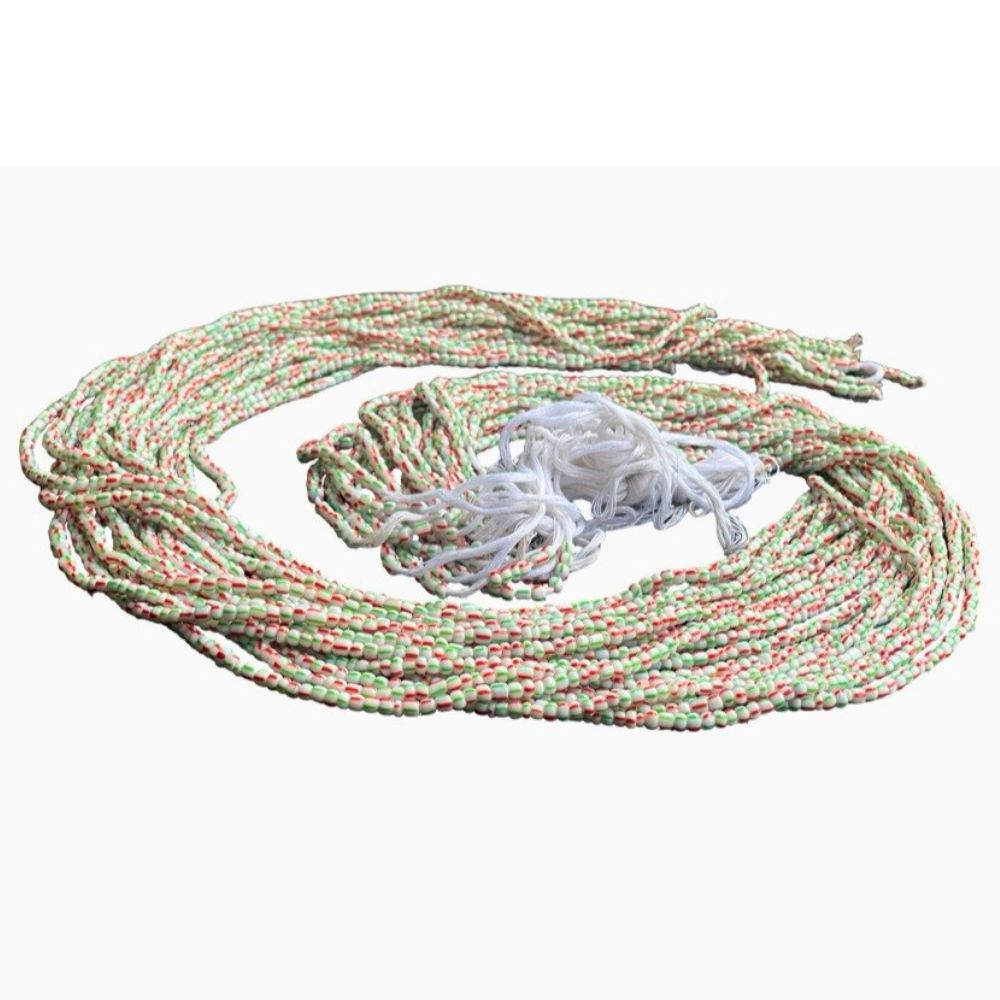 Handmade Ghana Waist Beads – Royal Mix or Cool Mix – Adjustable Tie-On Strand (41” Beads on 55” Thread)