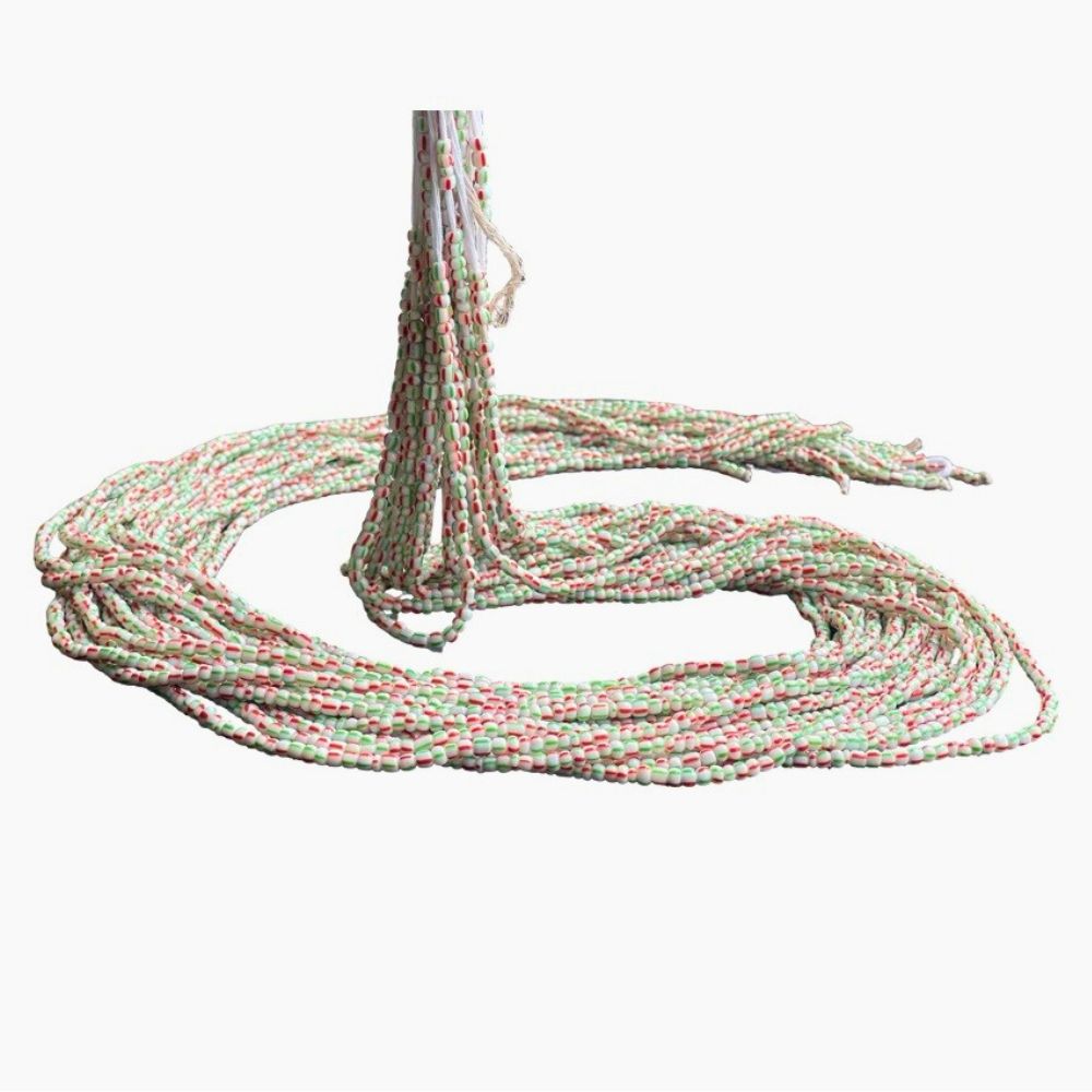 Handmade Ghana Waist Beads – Royal Mix or Cool Mix – Adjustable Tie-On Strand (41” Beads on 55” Thread)
