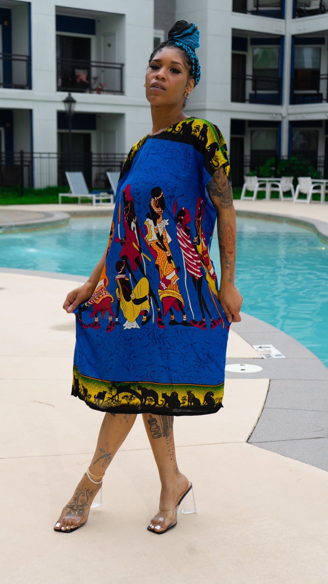 VANEE African Women Print Kaftan Dress – 100% Rayon – One Size Fits Most | Sold by Synolo Sigma