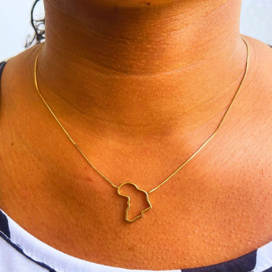 Gold Africa Map Outline Necklace – Stainless Steel | Minimalist Afrocentric Jewelry