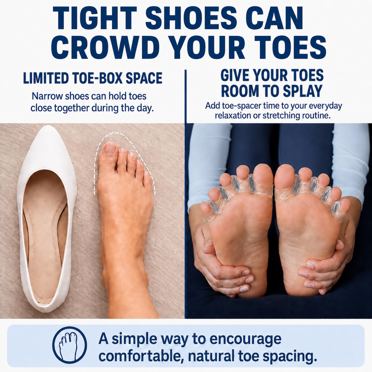 OALUXX Silicone Gel Toe Spacers for Men and Women, Soft Stretchy Toe Separators, Flexible Comfort Fit