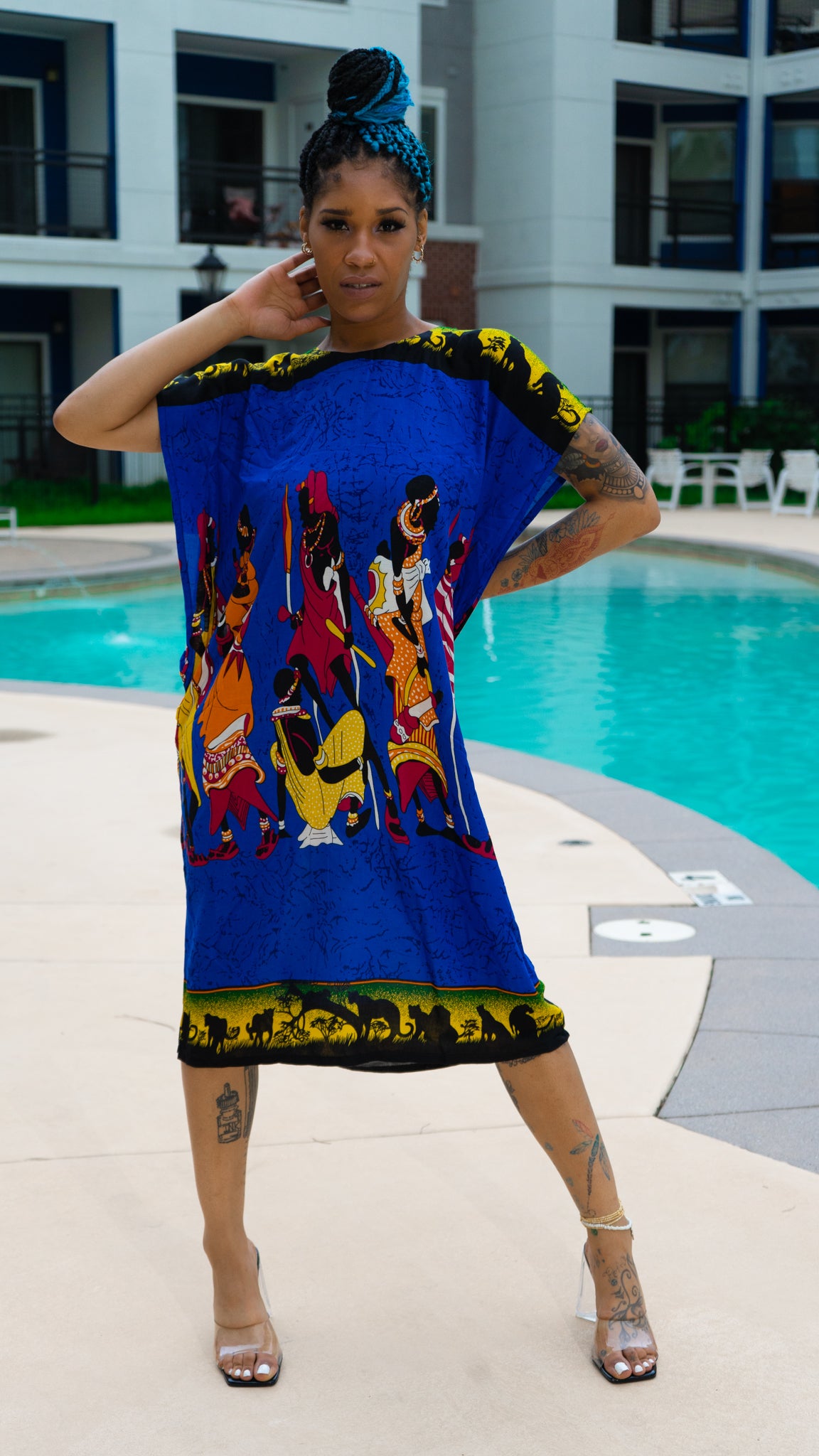 VANEE African Women Print Kaftan Dress – 100% Rayon – One Size Fits Most | Sold by Synolo Sigma