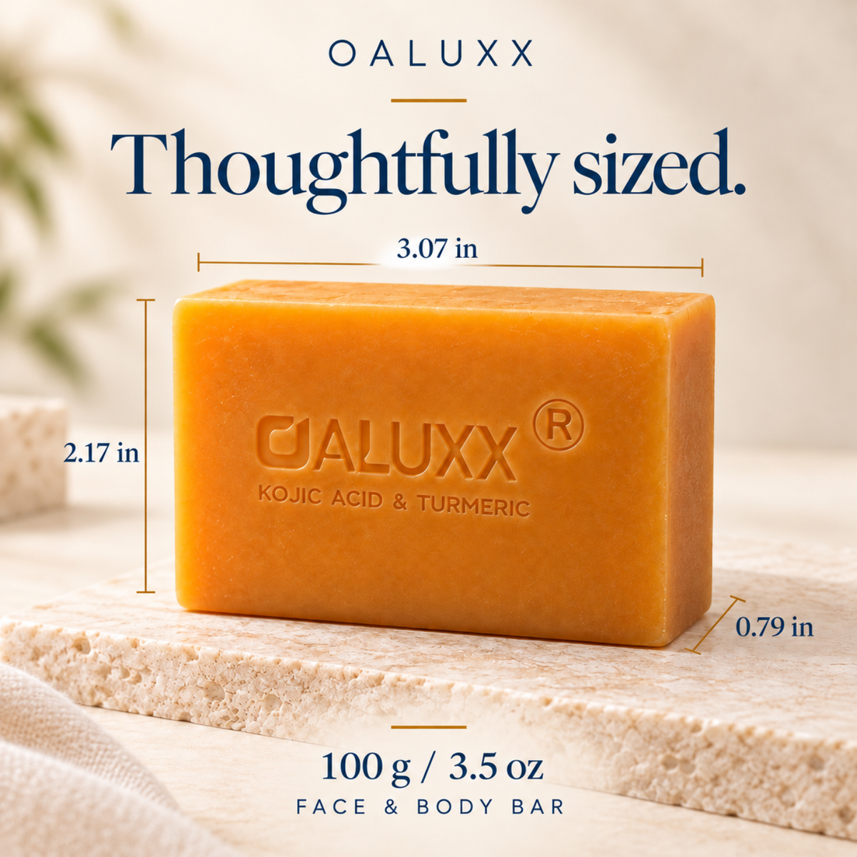 OALUXX Kojic Acid & Turmeric Soap – 100 g Face & Body Bar