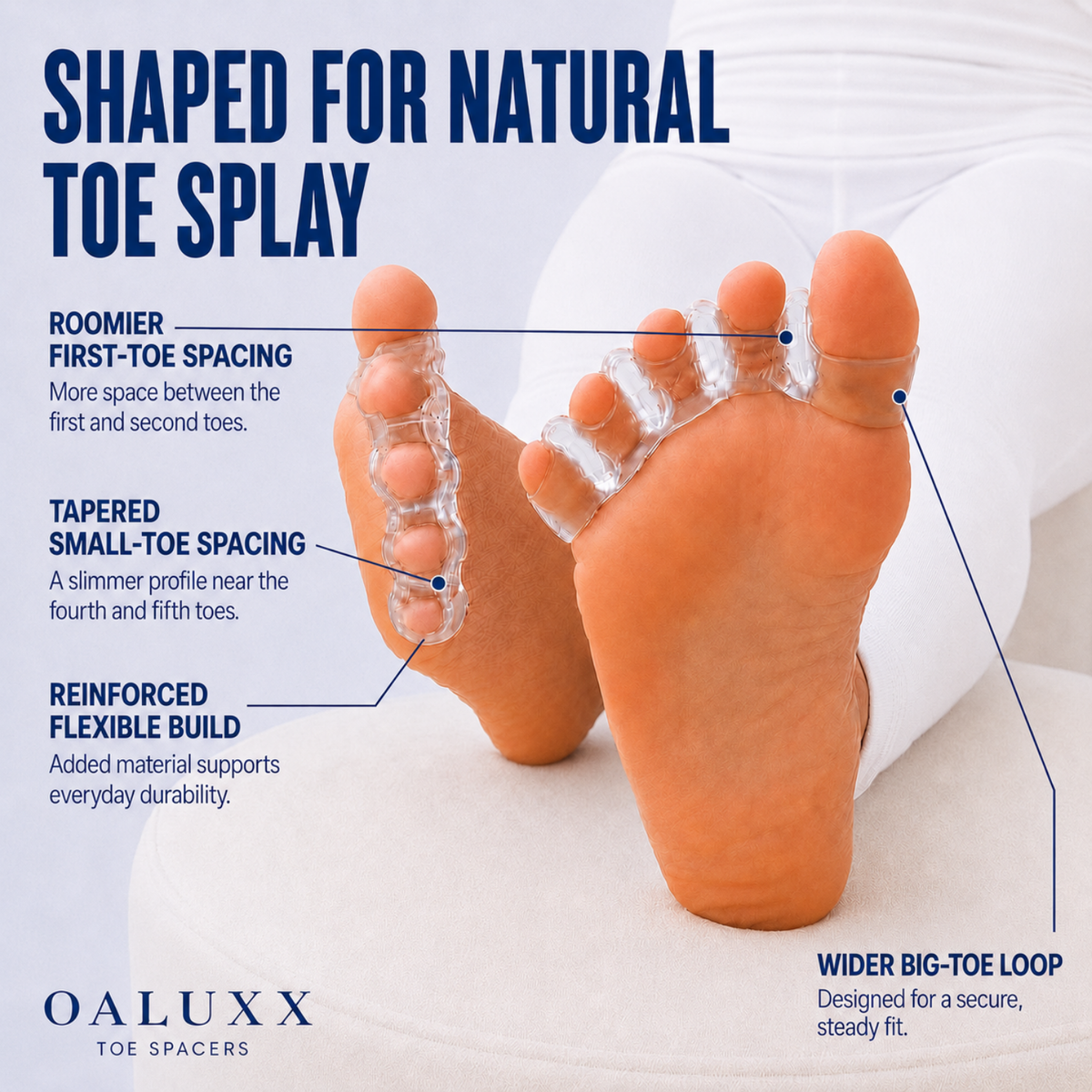 OALUXX Silicone Gel Toe Spacers for Men and Women, Soft Stretchy Toe Separators, Flexible Comfort Fit