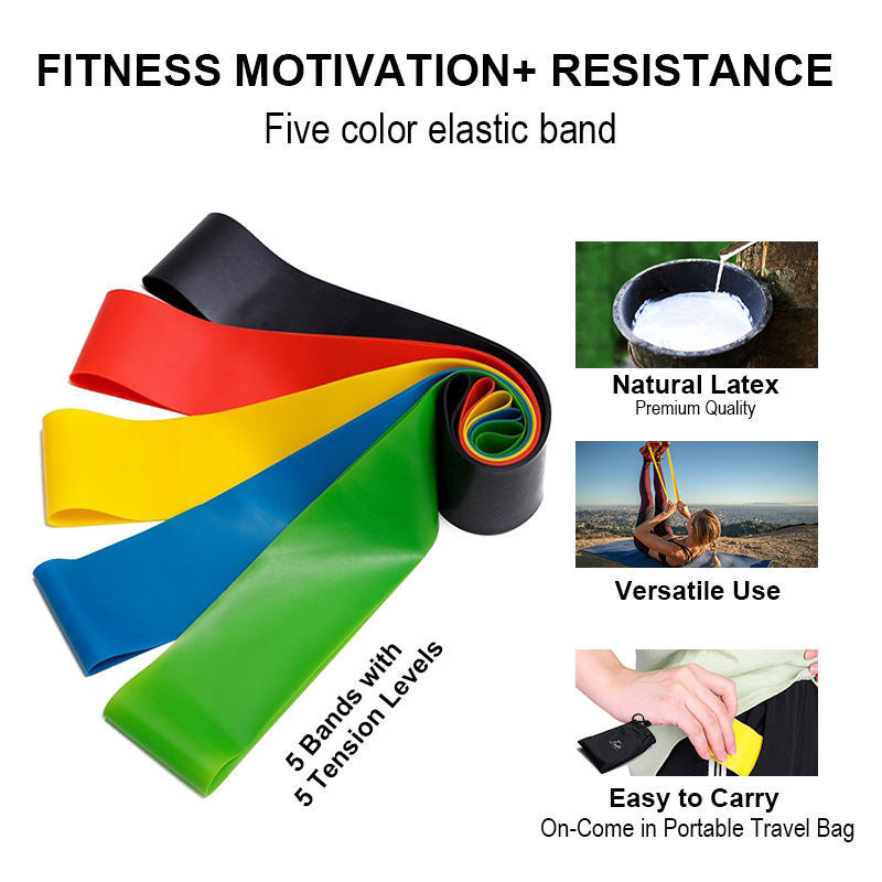 Fitness Motivation Resistance Bands Loop Set for Full Body Workouts - Best for Stretching, Yoga Pilates, Physical Therapy, Strength Training (Set of 5 Tensions Level)