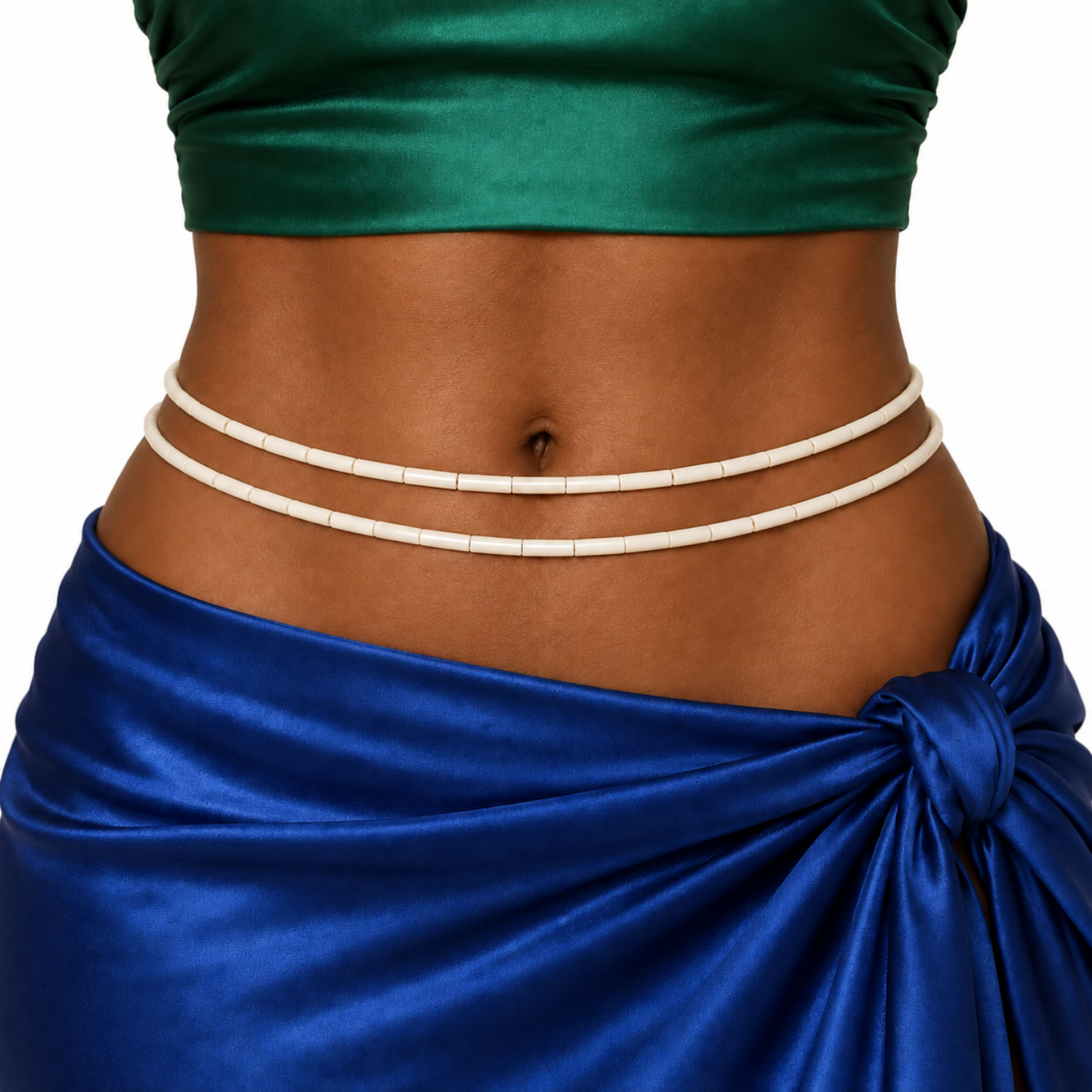 Premium Czech Glass Tie-On Waist Beads – 45–50 Inch Waist Jewelry - 1 Strand