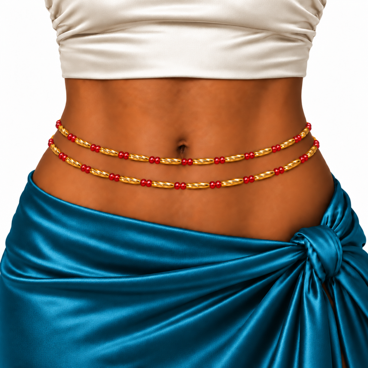 Tie-On Waist Beads for Women, 45–50 Inch Handmade African Waist Jewelry – 1 Strand, 9 Styles