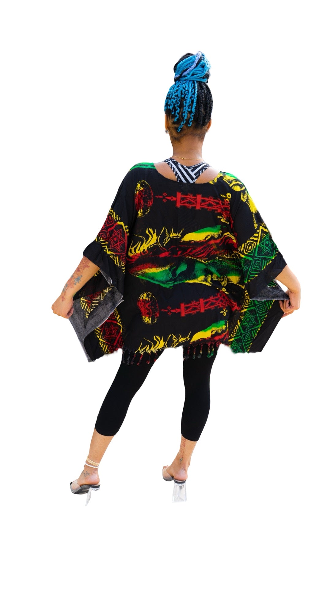 Reggae-Inspired Print Kaftan – One Size, Vibrant Colors