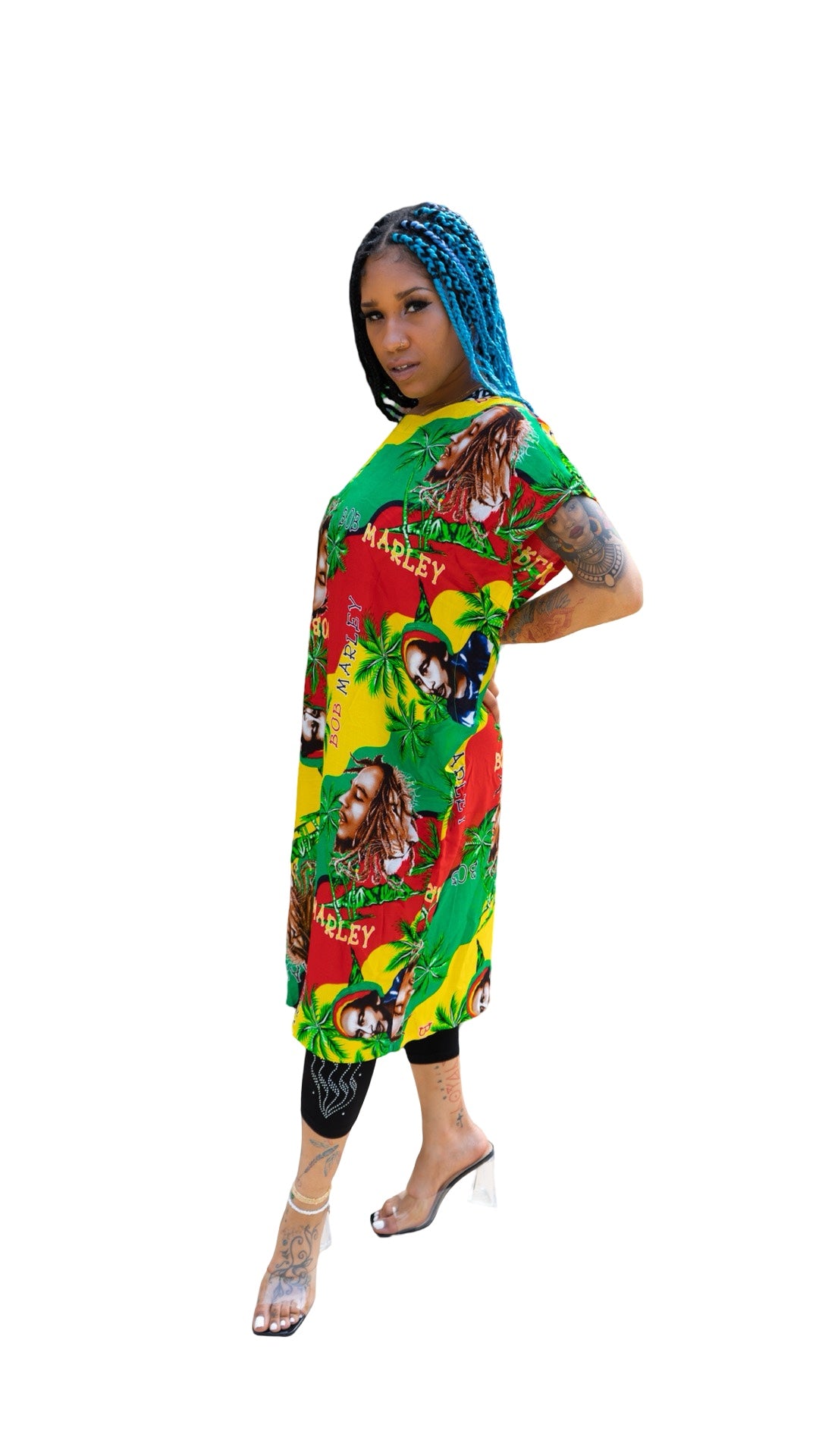 Reggae-Inspired Print Kaftan – One Size, Vibrant Colors (Maxi Dress)