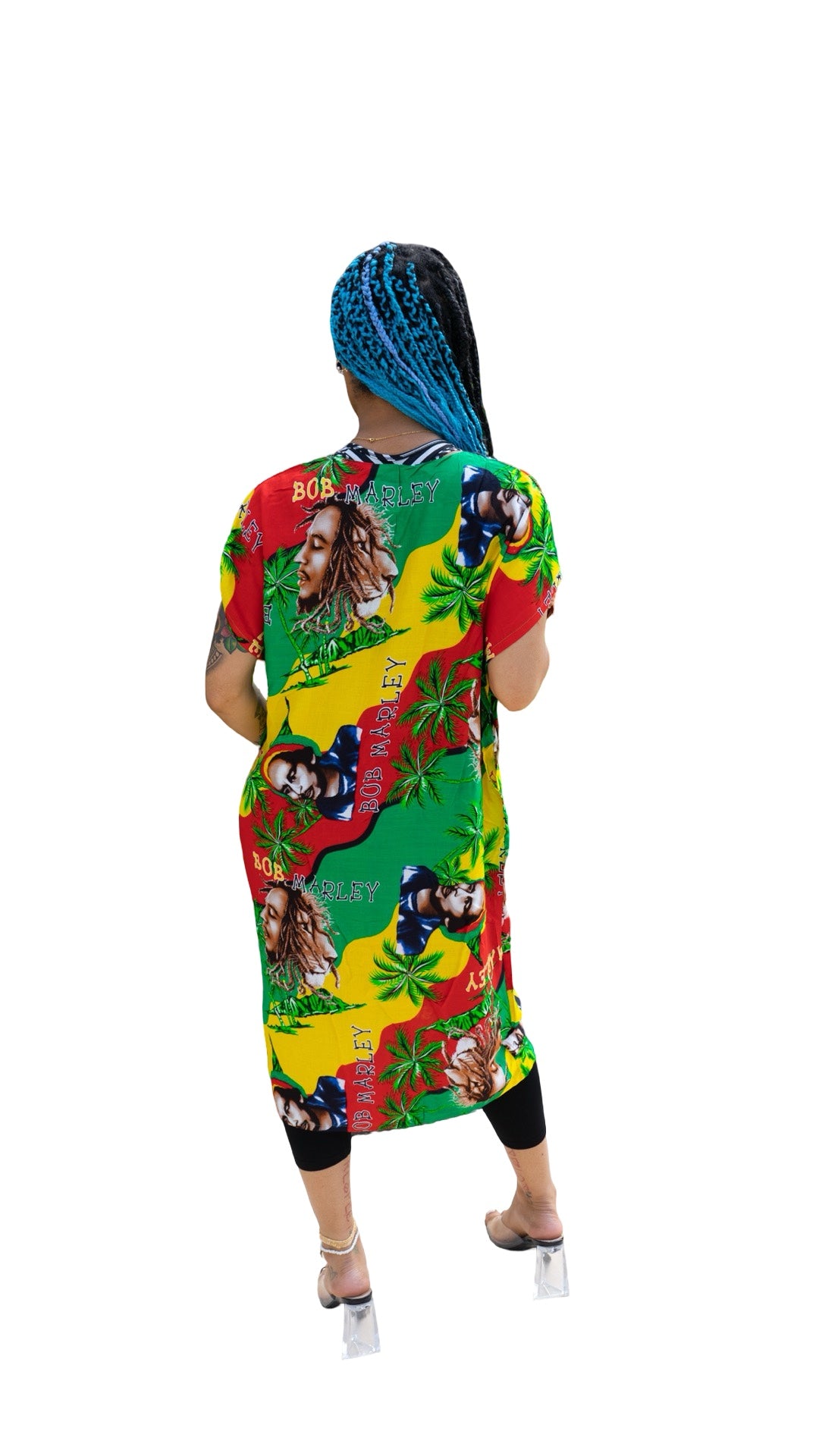 Reggae-Inspired Print Kaftan – One Size, Vibrant Colors (Maxi Dress)