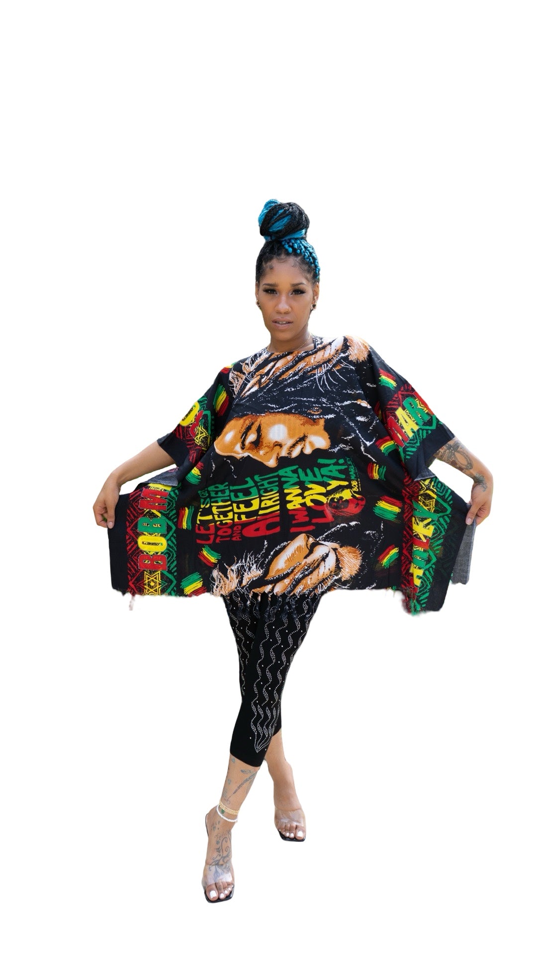 Reggae-Inspired Print Kaftan – One Size, Vibrant Colors