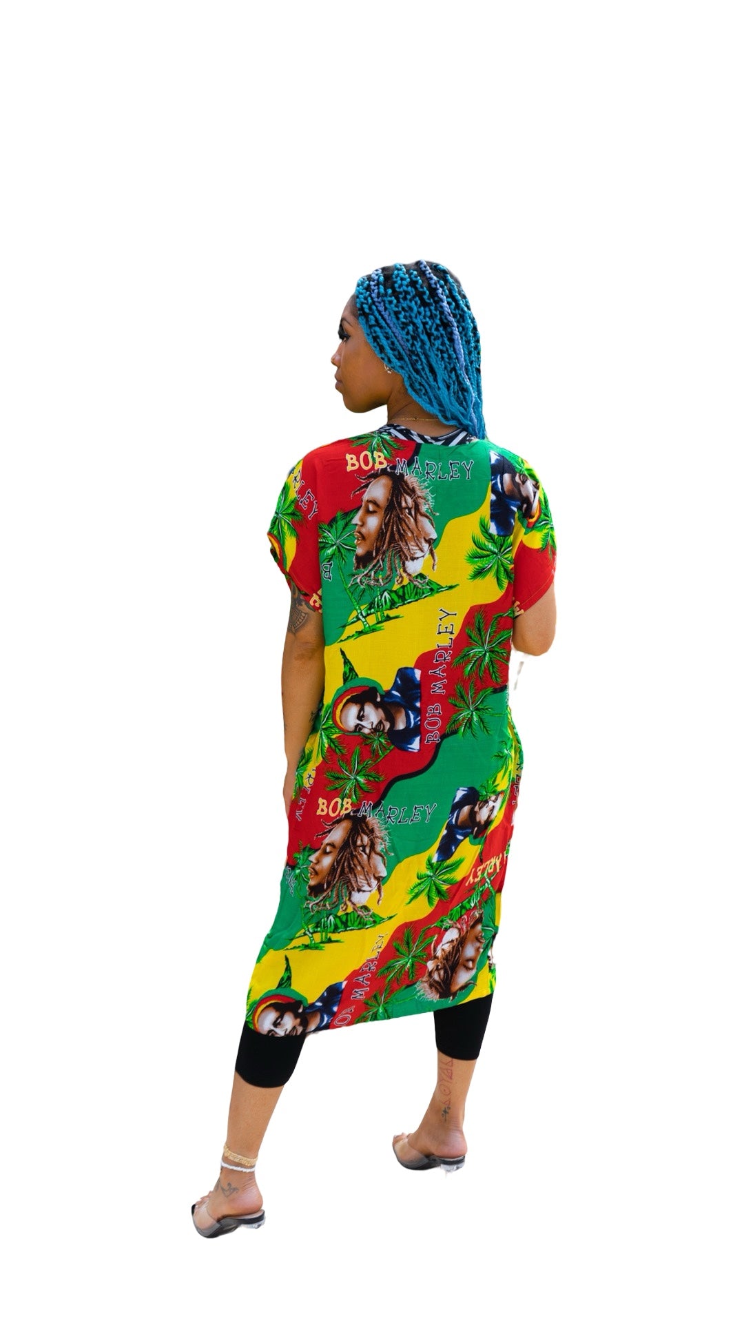 Reggae-Inspired Print Kaftan – One Size, Vibrant Colors (Maxi Dress)