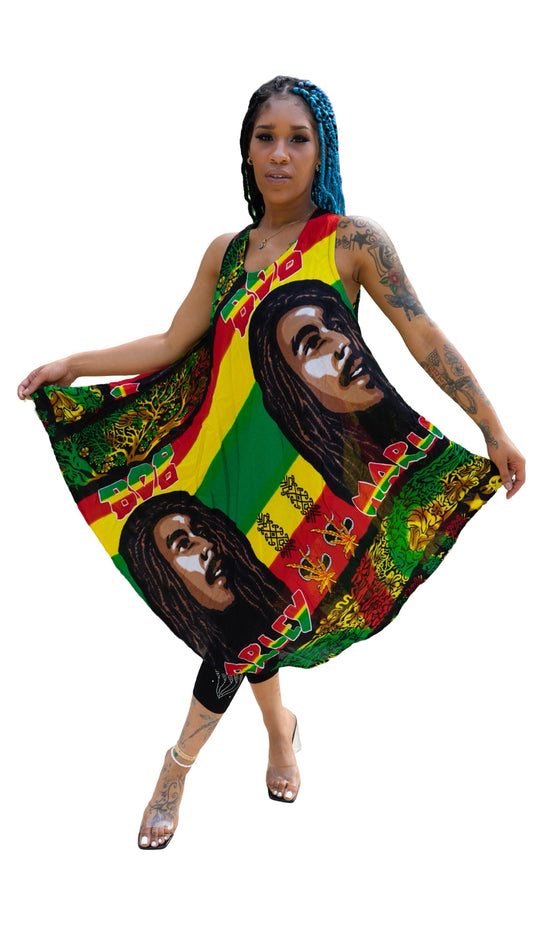 Reggae-Inspired Print Kaftan – One Size, Vibrant Colors (Maxi Dress)