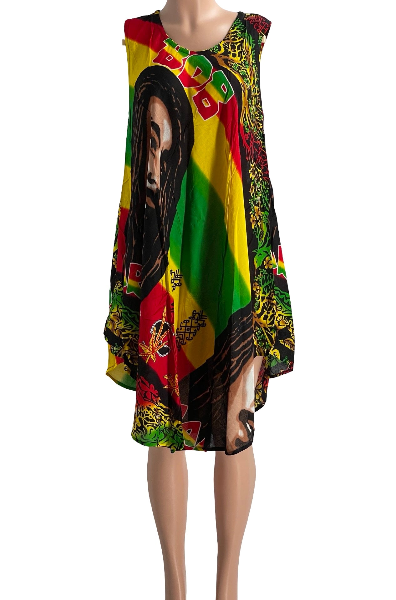 Reggae-Inspired Print Kaftan – One Size, Vibrant Colors (Maxi Dress)