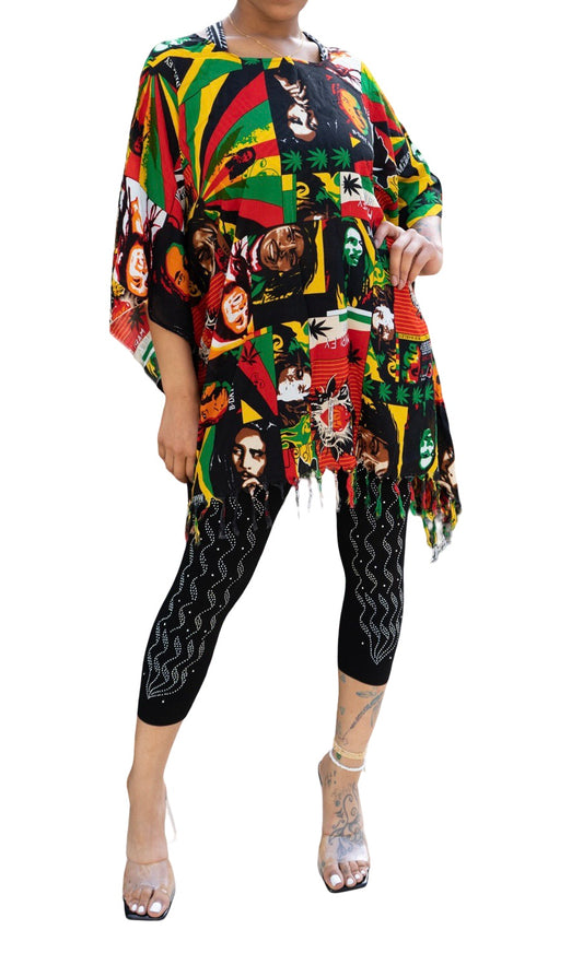 Reggae-Inspired Print Kaftan – One Size, Vibrant Colors