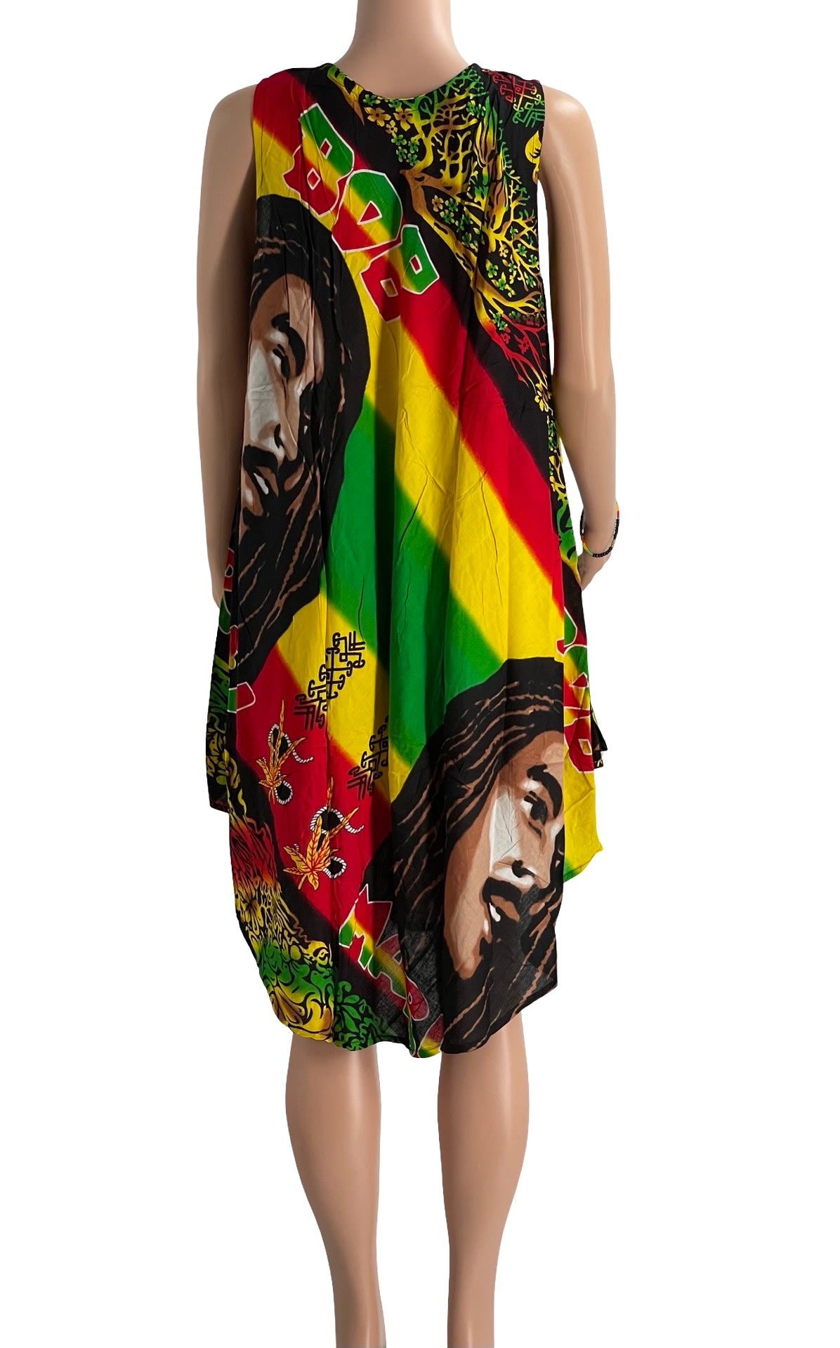 Reggae-Inspired Print Kaftan – One Size, Vibrant Colors (Maxi Dress)
