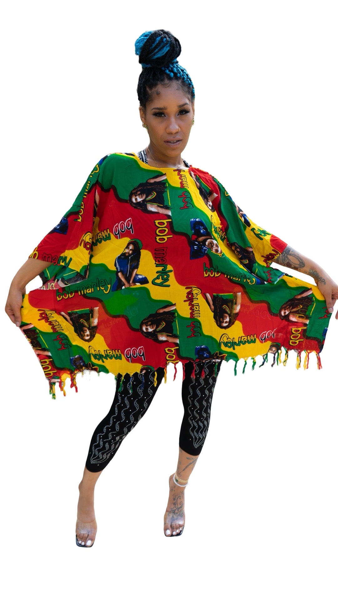 Reggae-Inspired Print Kaftan – One Size, Vibrant Colors