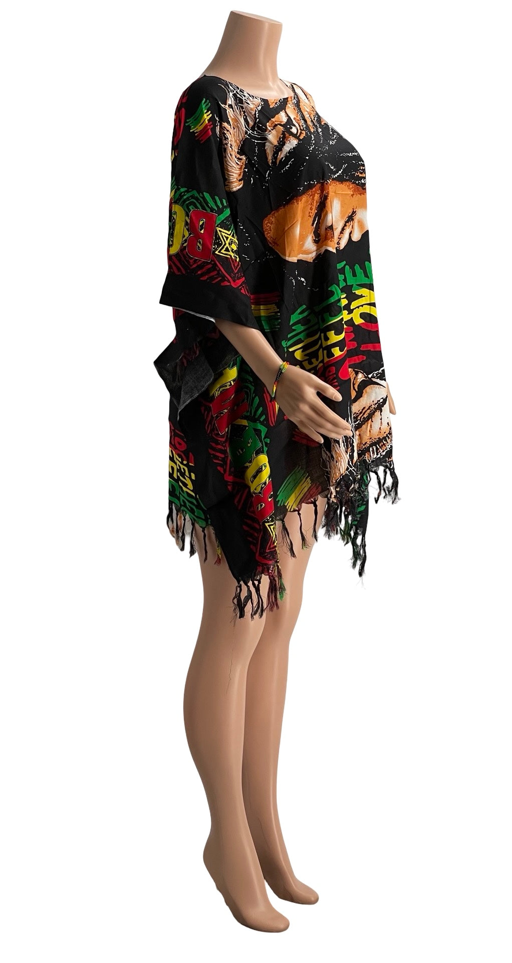Reggae-Inspired Print Kaftan – One Size, Vibrant Colors