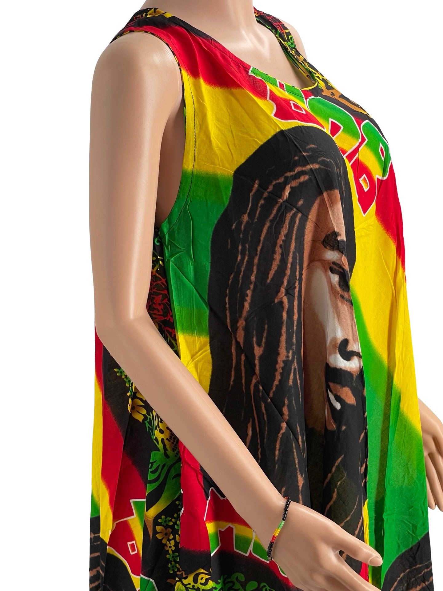 Reggae-Inspired Print Kaftan – One Size, Vibrant Colors (Maxi Dress)