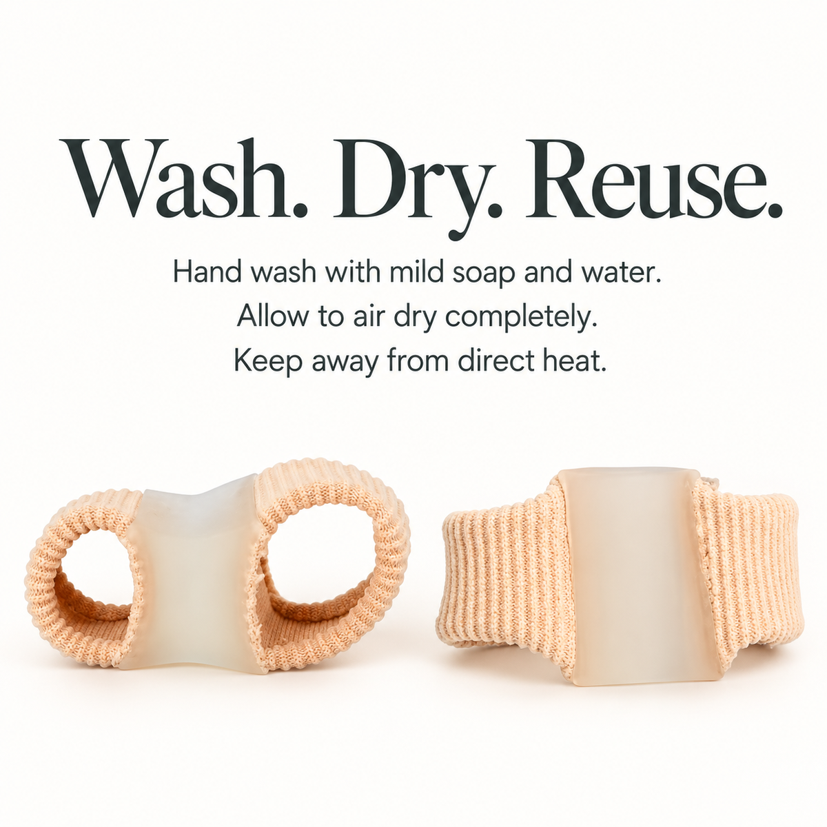 Care guide: hand wash, air dry and reuse