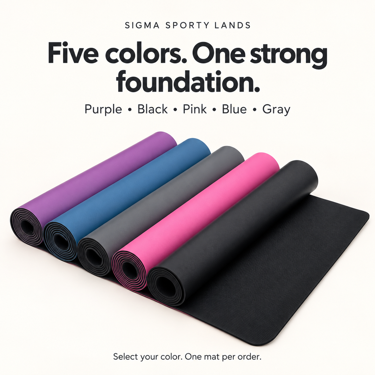 Five Sigma Sporty Lands mat color choices: Purple, Blue, Gray, Pink and Black; one mat per order