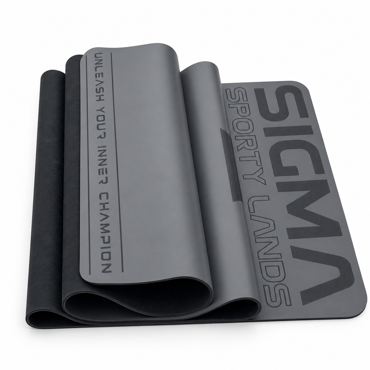 Sigma Sporty Lands Flex ProGrip yoga mat in Gray, on a clean white background